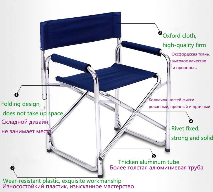  Newest Double Layer Cotton-padded Lounge Chair Aluminum Alloy Office Chairs Portable Folding Stool 
