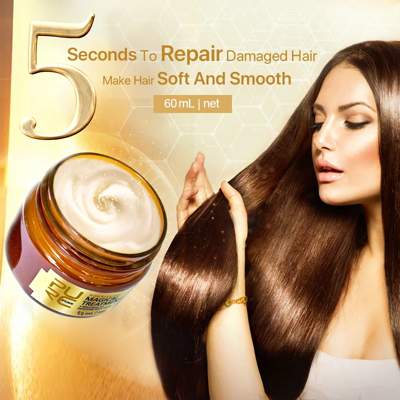 PURC 8% Formalin Straightening and Repair Damage Hair Brazilian Keratin Treatment and 5 Seconds Make Hair Soft Magical Hair Mask