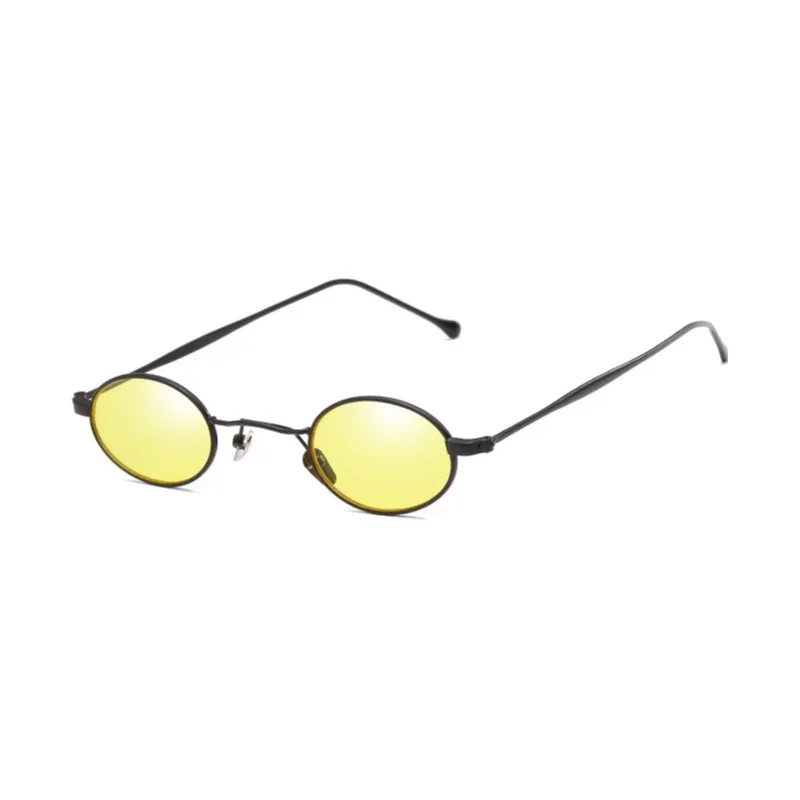 90 s Винтаж круглый маленький солнцезащитные очки Для мужчин Для женщин ретро брендовые дизайнерские унисекс черный круг линзы солнцезащитные очки оттенки UV400 - Цвет линз: Black Yellow