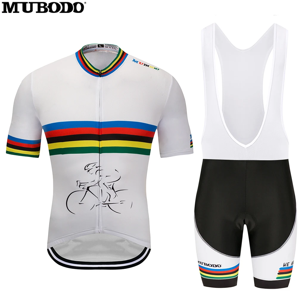 

MUBODO 2018 Color of The Champion Magliette da Ciclismo da uomo Maglia a Maniche Corte Uomo Traspirante Bicicletta Jersey