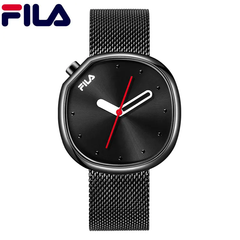 

Fila Watches Silver Black Mens Quartz Watch Stainless Steel Mesh Band Slim Woman Watch Student Sports Wristwatch New 2pce 778