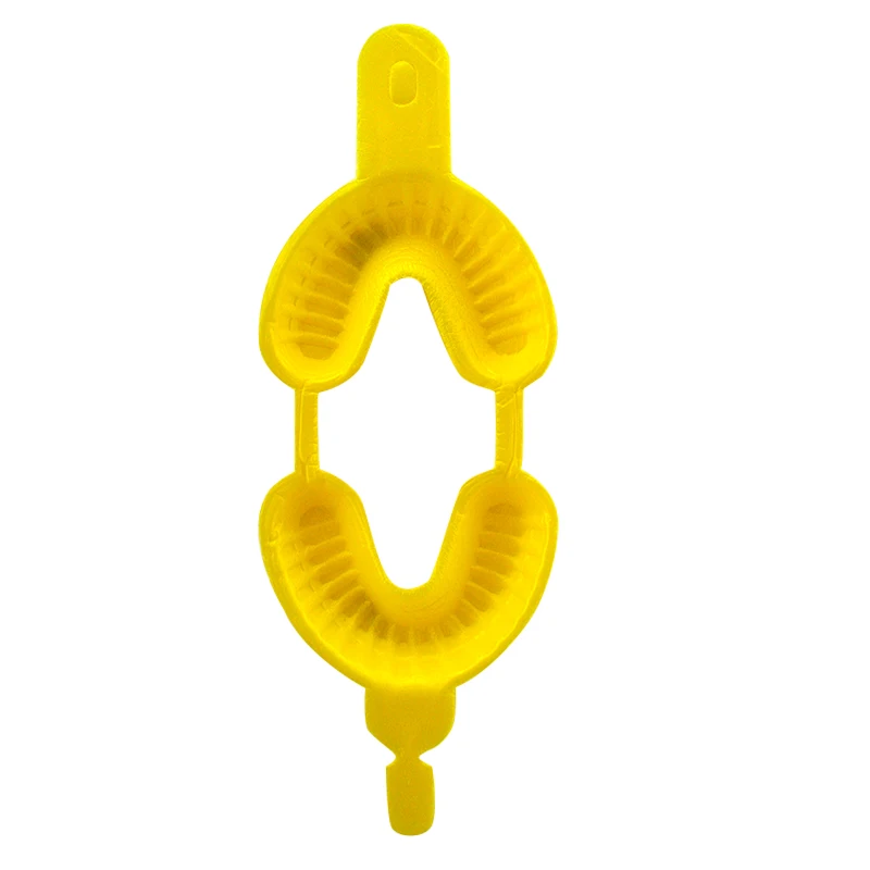 100PCS Dental Fluoride Disposable Dual Arch Trays for Gel or Foam Medium Size Yellow (6)
