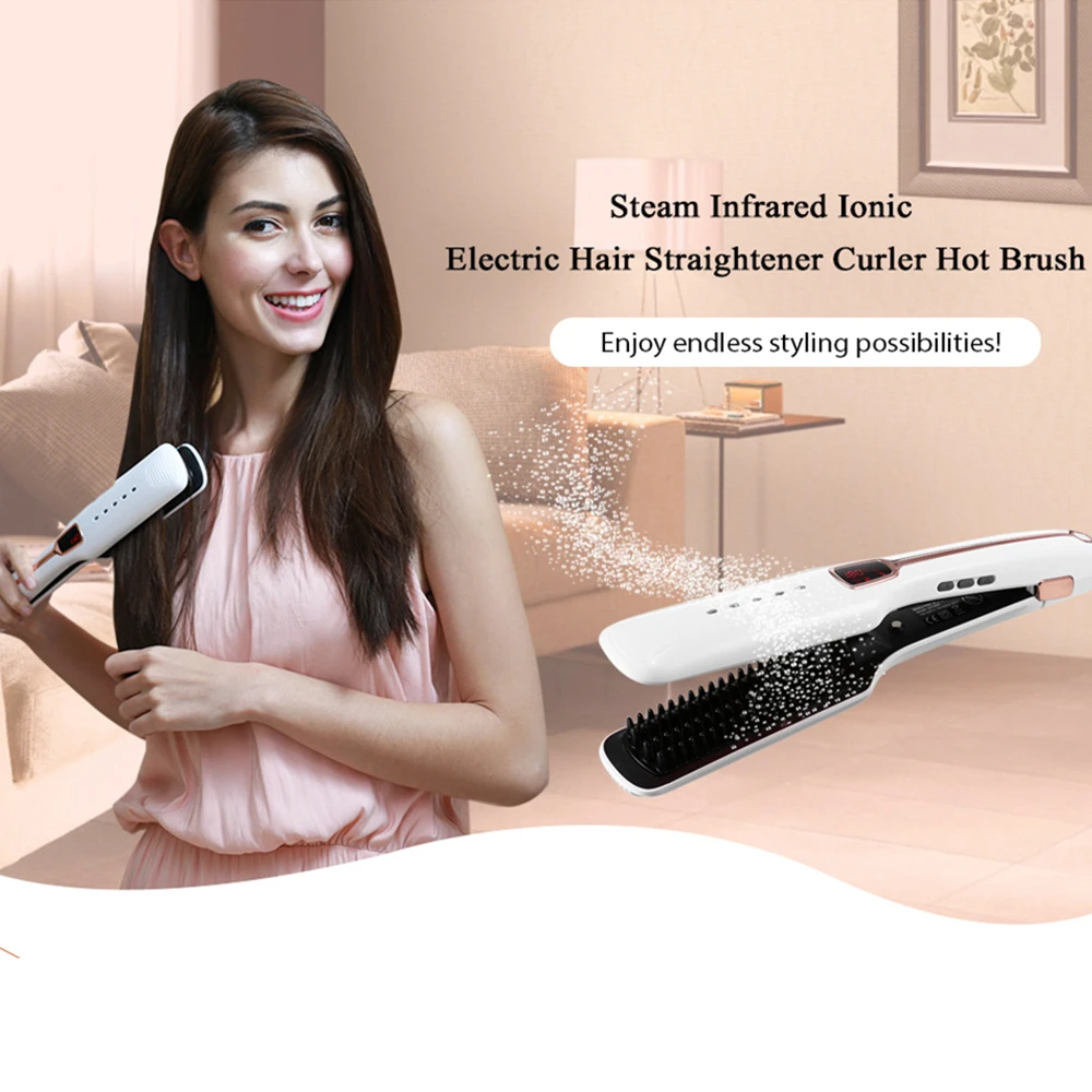 Professional Steam Hair Brush Steampod Fast Hair Straightener Electric