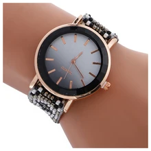 Практичные модные плетеные повседневные наручные женские кварцевые часы ручной работы