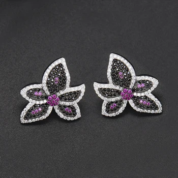 

missvikki Paved Full Shiny Charm Cubic Zirconia Women Girl Romantic Sweet Fahsion Jewelry Maple leaf Stud Earrings Best Gift