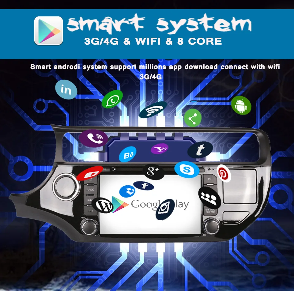 Clearance Android 9.0 RAM 4GB 2 DIN 1024*600 For KIA Rio K3 2015 2016 2017 2018 Car DVD Player Navigation GPS 3/4G Radio Tape Recorder 9