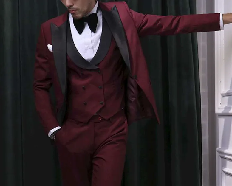 

Handsome One Button Groomsmen Peak Lapel Groom Tuxedos Men Suits Wedding/Prom Best Man Blazer ( Jacket+Pants+Tie+Vest) A193