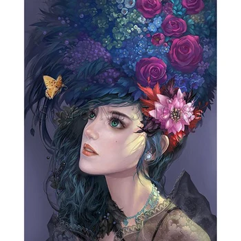 

Girl butterfly flowers room decor Embroidery Pattern diamond 5D DIY paintings 3D Cross stitch kits mosaic wall stickers RS380