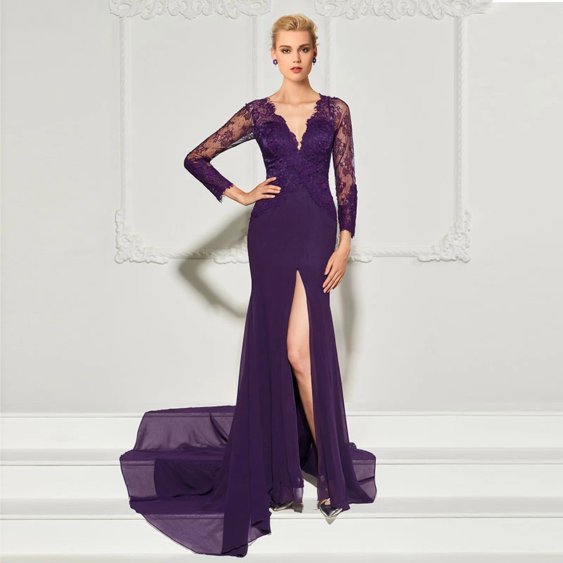 plum evening gown