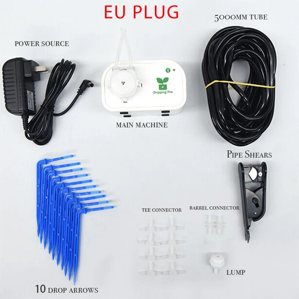 EU Plug Управление мобильным телефоном водоразбрызгиватель времени садовый разбрызгиватель установка капельного орошения таймер система автоматического полива капельница - Color: EU Plug