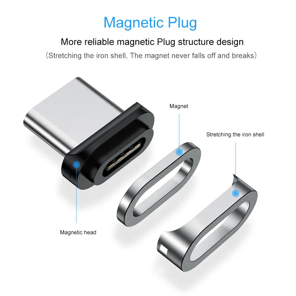 QC 3,0 Quick Charge 3A Магнитный быстрая Тип usb C синхронизации данных Зарядное устройство кабель для huawei Mediapad M5 8 10 Pro Honor Waterplay V20 P30