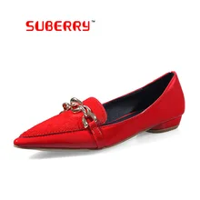 SUBERRY 2016 Neue Mode Lackleder Rosshaar Zeigte Quaste Echtem Leder Wohnungen Damen Hochwertige Schuhe 43
