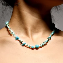 MOON GIRL эксклюзивный дизайн натуральный камень богемное Колье чокер с бусинами дешевые ювелирные изделия ручной работы Boho Yoga Collares Прямая