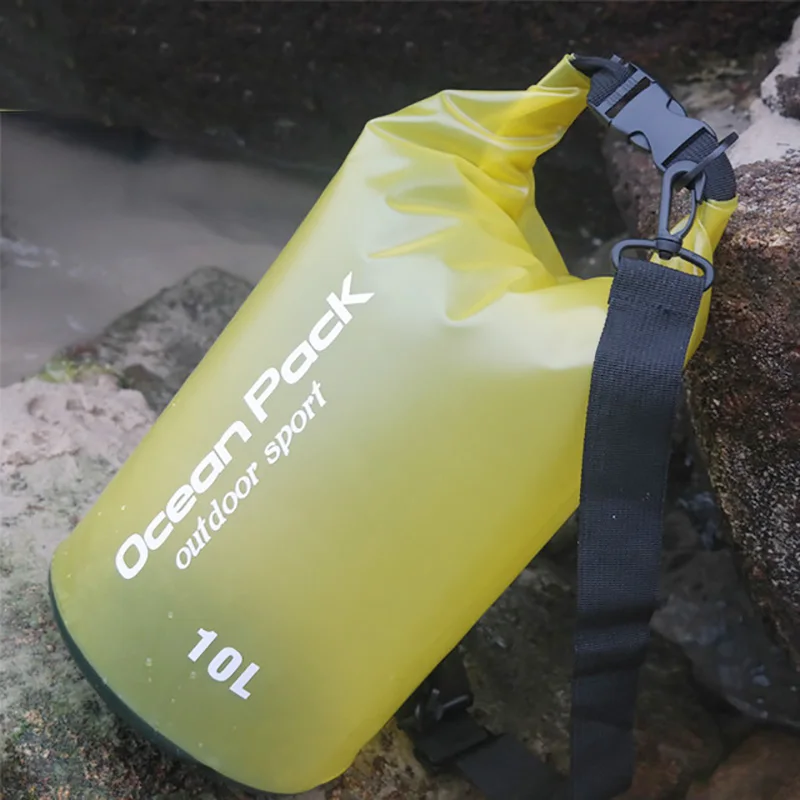15L yellow Открытый плечо портативный рафтинг сухой Дайвинг мешок ПВХ водонепроницаемый прозрачный сумка для хранения плавательных принадлежностей сумка для воды для треккинга - Цвет: 15L yellow