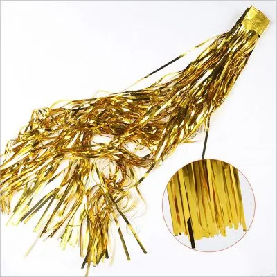 

2pcs 3ft x 8.3ft Gold Metallic Tinsel Foil Fringe Curtains Photo Booth Props for Party Decorations.