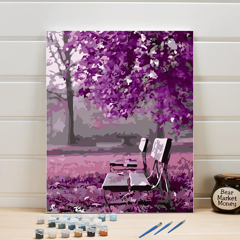 

Drawing Paint By Number Park Landscape On Canvas DIY Acrylic Coloring Oil Painting Kits Pictures For Living Room Wall Art Adults