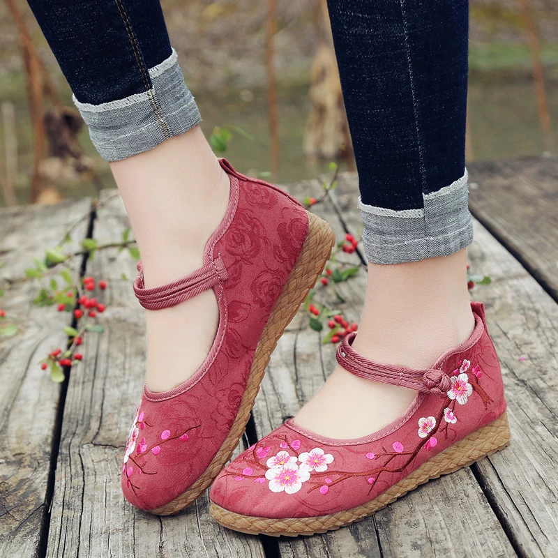 

AARDIMI Retro Embroidered Women's Canvas Ballet Flats Casual Shoes Ladies Comfortable Chinese Ballerinas Women Embroidery Shoes