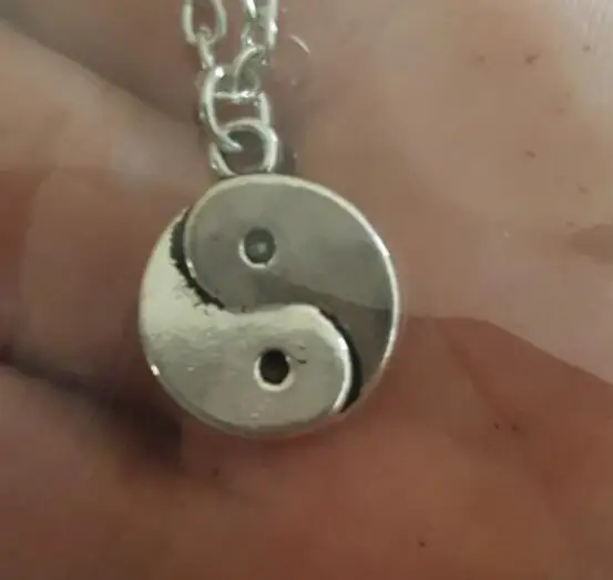 

Vintage Silver Yin Yang Charms Ball Chain Choker Statement Necklace Pendants Fashion Jewelry For Woman DIY Friendship Gift