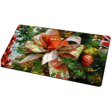 Горячая GCZW-Рождественские Нескользящие ковры Добро пожаловать коврик для двери входной коврик тряпичный ковер, красный+ зеленый бант для рождественской ёлки