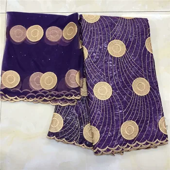 

African fabric Bazin riche fabric tissu africain cotton embroidered Bazin riche getzner with tulle lace set african lace k14-26