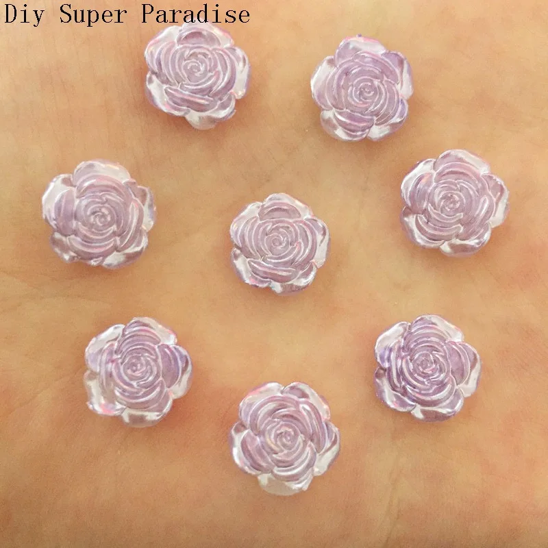 

Hot 80PCS 12mm Resin Flower Flatback Stone Embellishment DIY Beads Crafts Scrapbook K471*2