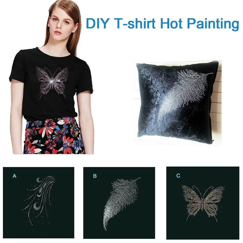 DIY Одежда футболка теплопередача пирограф 3D изысканный уникальный со стразами