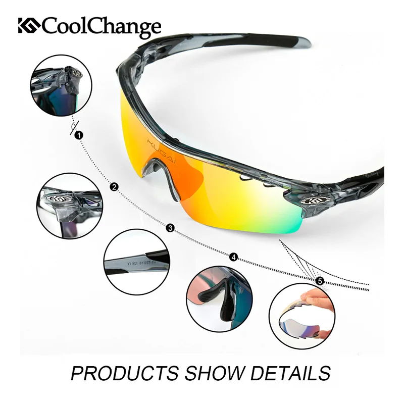 CoolChange يستقطب الدراجات نظارات الدراجة نظارات شمس رياضية لركوب الدراجات في الأماكن المفتوحة للرجال النساء نظارات نظارات 5 عدسة قصر النظر إطار CoolChange يستقطب الدراجات نظارات الدراجة نظارات شمس رياضية لركوب الدراجات في الأماكن المفتوحة للرجال النساء نظارات نظارات 5 عدسة قصر النظر إطار