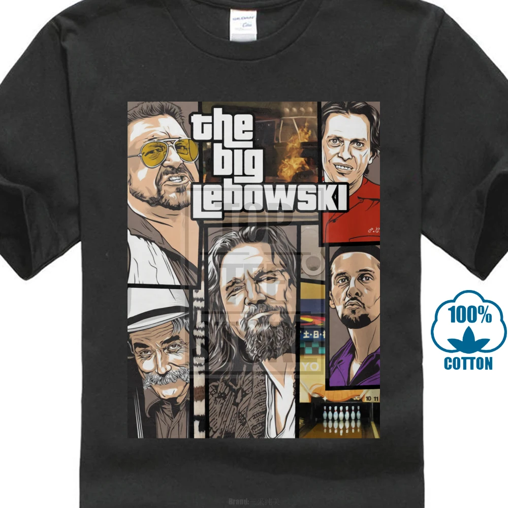 

2017 Newest Big Lebowski 3D Print Men's 100% Cotton T Shirts Summer Popular Short Sleeve Tee
