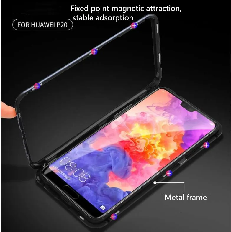 360 huawei P20 Pro Магнитный адсорбционный чехол huawei P20 20 lite pro honor 10 nava3i mate 10 pro прозрачный однотонный чехол