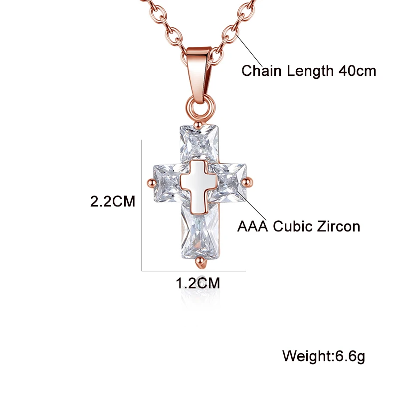 Классическое кубическое циркониевое ожерелье с кулоном в виде креста золотого, серебряного, розового, золотого цвета с крестиком христианского Иисуса, ювелирные изделия для женщин
