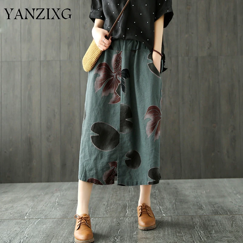 Весна-лето, новая модель, эластичная талия, свободная, с принтом, из кусков, свободная, длинная юбка, женская мода, Z222