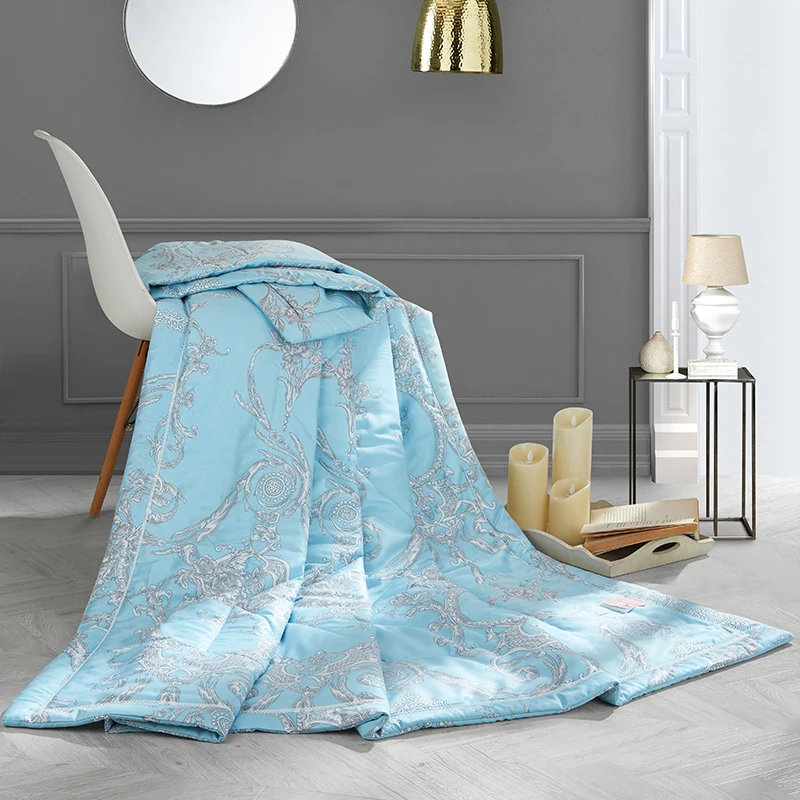 

Bohemian Baroque Blue Quilting Summer Comforter Quilt Stitching Modal Fabric Polyester Filler Twin Queen Air-Condition
