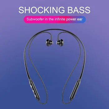 

Neck-mounted Sports Wireless Bluetooth Headset Binaural Stereo Earbud Magnetic Suspended Earphpones Support TF card With Mic