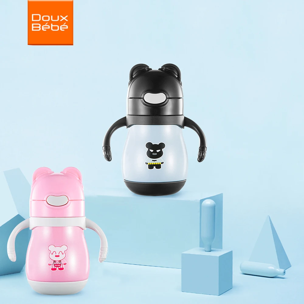 Doux BebeBaby termo de acero inoxidable taza de alimentación aprender beber taza de paja botella térmica a prueba de fugas termo