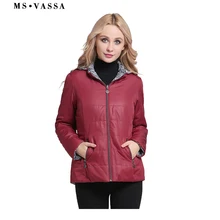 MS VASSA Women Jackets Spring 2019 New Ladies Parkas with hood reversible leo print Coats plus size 6XL 7XL female outerwear ms vassa jacket women 2017 new winter coats plus size 5xl 6xl detachable hood with fake fur turn down collar ladies outerwear