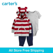 3pcs soft cotton stripes 3D ears hood jacket set Carter’s baby boy spring autumn clothing 121I903