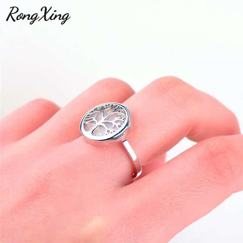 RongXing большой Радужный камень Белый огненный опал для дерева кольца женщин