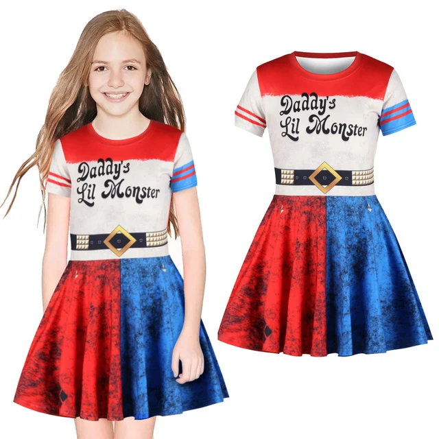 Fantasy Carnival Cosplay Suicide Squad Harley Quinn Costume Dress Girl Uniform Children Girls