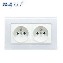 Double French Socket Wallpad Crystal Glass Frame 110V-250V 16A French Double EU French Wall Electrical Power Socket 146*86mm
