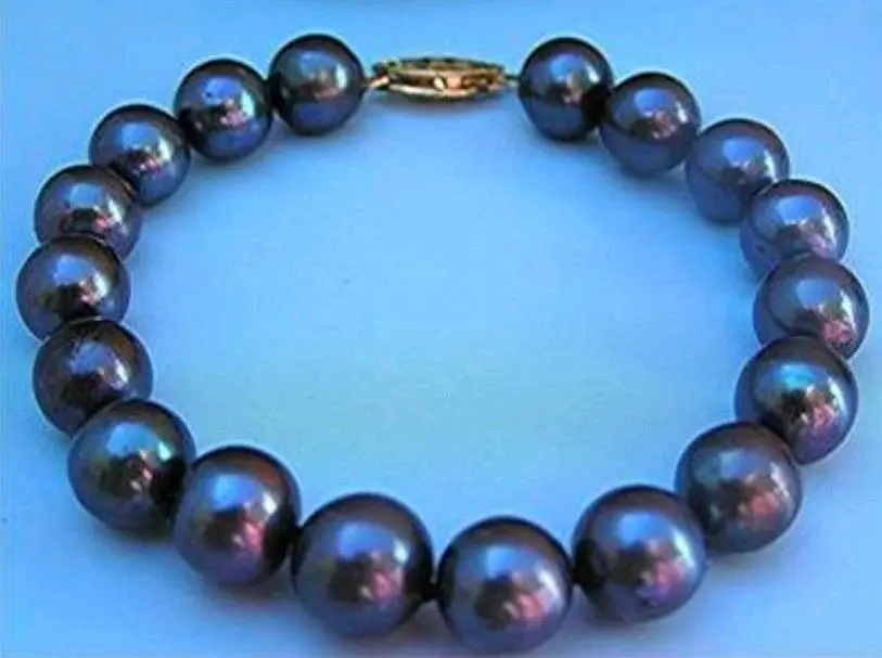 

Free shipping >>>>>>New 9-10MM TAHITIAN BLACK PEARL BRACELET 7.5"INCH
