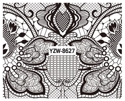YZWLE 1 шт., наклейки для ногтей, Водные Наклейки, кружева, цветы, переводные наклейки s, наклейки для дизайна ногтей, наклейки для тату