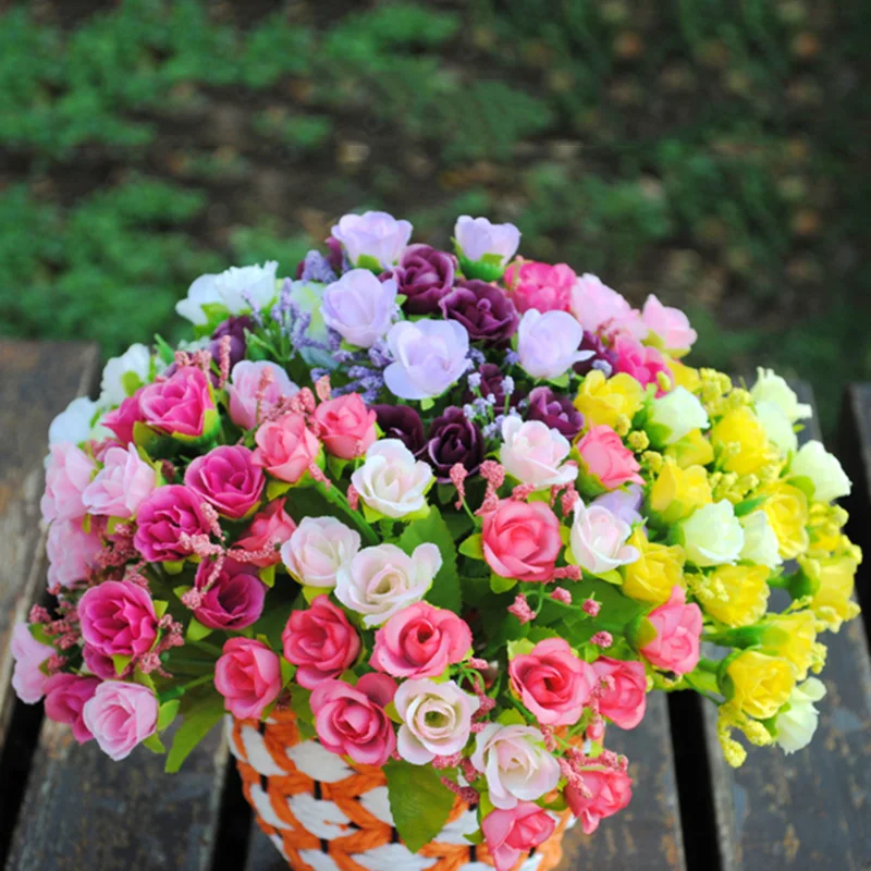

Artificial Flowers 22 Cm Silk Rose Bouquet 7 Big Head Fake Plants Flower Home Wedding Decoration Indoor Sztuczne Kwiaty