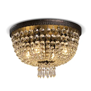 

European Style Luxury Crystal LED Chandelier Circular Simple Ceiling Lamp for Living Room Dining Room Cloakroom Bedroom