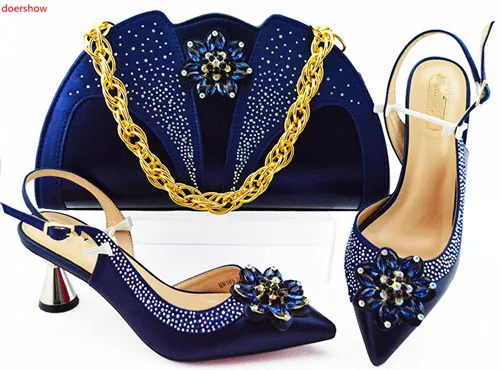 doershow Fashion Women nice purple Shoes And Bag Set To Match High Quality Italian Shoes With Matching Bags For Party!HLN1-34