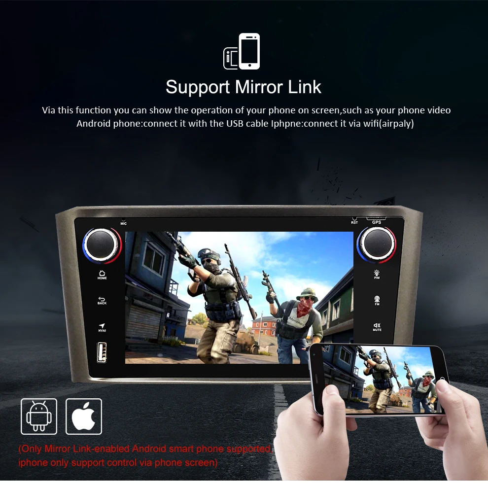 Top Android 9.0 IPS 2G RAM Car DVD Stereo Player For Toyota Avensis/T25 2003-2008 Car PC Head 1 Din GPS Navigation Video Multimedia 6