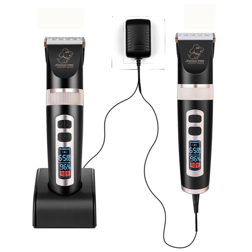 Pet Clipper Professional Pet Dog Hair Trimmer Electrical Animals Grooming Clipper Rechargeable Cat Haircut Machine LCD Display
