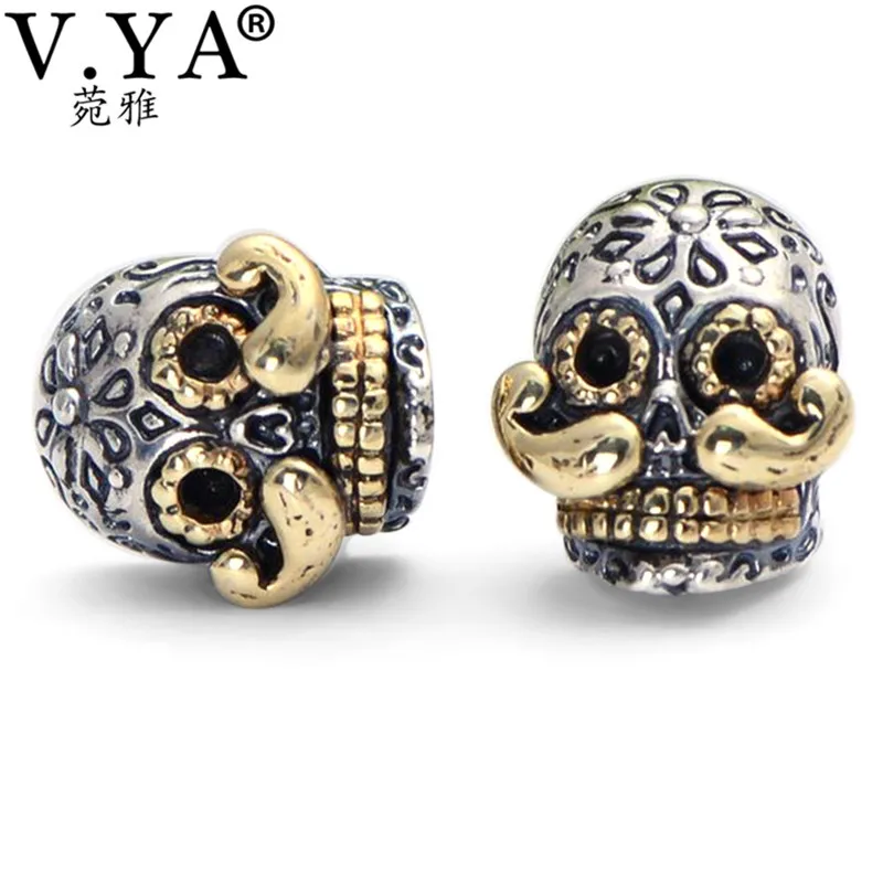 V. YA панк 925 серебряные серьги с черепом для женщин и мужчин S925 Стерлинговое Серебро серьги-гвоздики милые модные ювелирные изделия с бородой