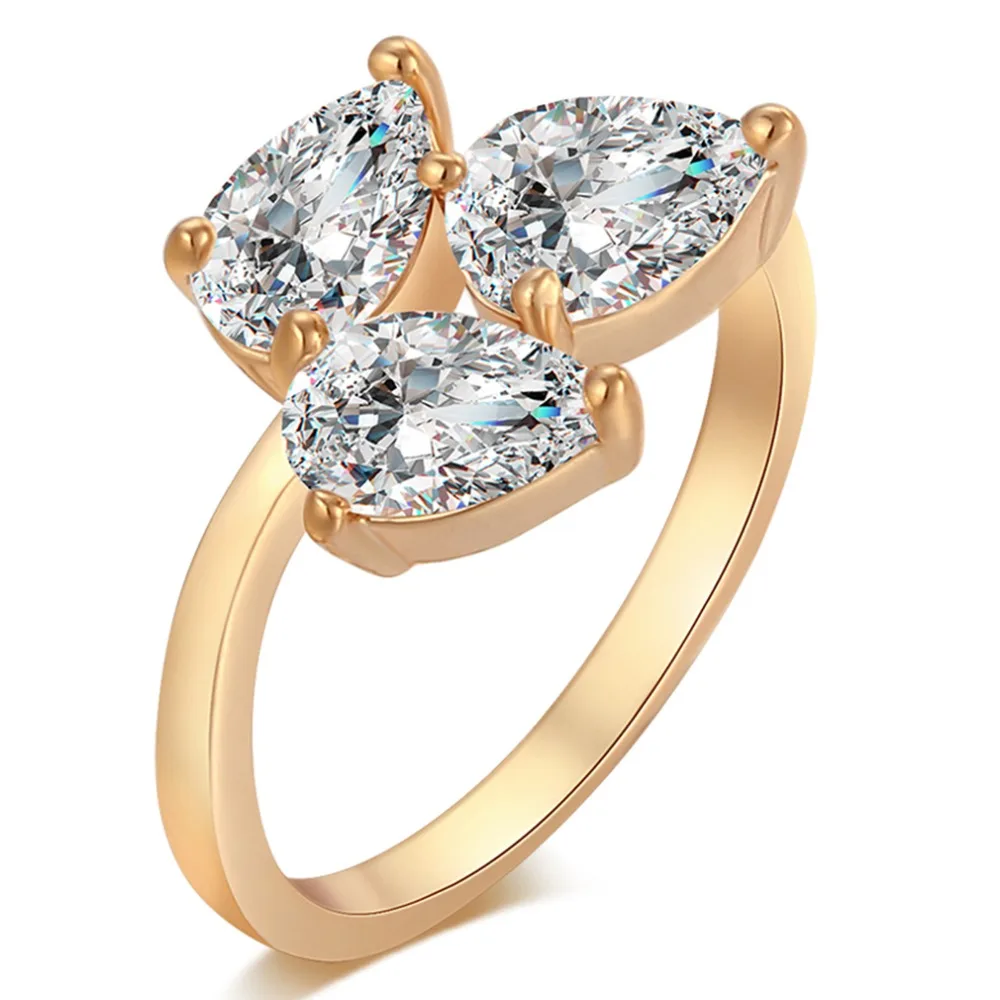 Fashion 1Pcs Simple Tiny Solid Gold Color crystal leaf Finger Rings Austrian Crystals Band Wedding Anniversary Jewel | Украшения и