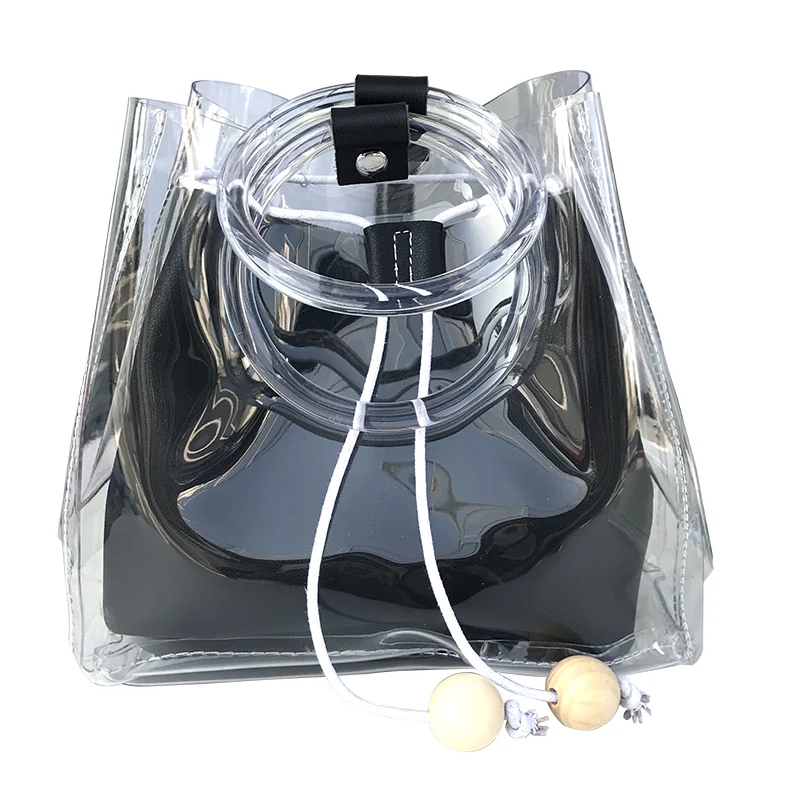 

Women 2018 new beach handbag bucket bag fashion wild transparent package crystal jelly bag