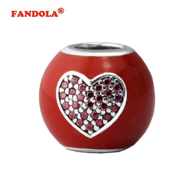 

Fits for Pandora Bracelets I Love Charms with Red Enamel Authentic 925 Sterling Silver Beads Fine Jewelry Wholesal Free Shipping